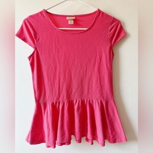 Pink Peplum Short Sleeve Top